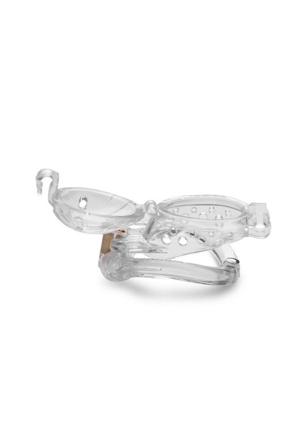 Master Series Double Lockdown Locking Customizable Chastity Cage - Clear - Image 3