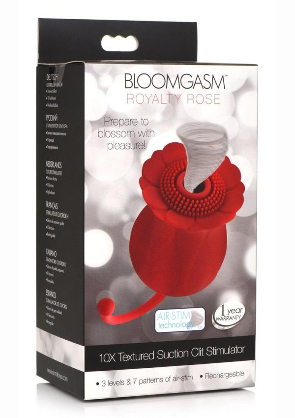 Inmi Bloomgasm Royalty Rose Rechargeable Silicone Textured Suction Clit Stimulator - Red - Image 2