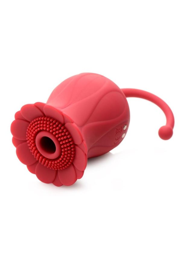 Inmi Bloomgasm Royalty Rose Rechargeable Silicone Textured Suction Clit Stimulator - Red - Image 3