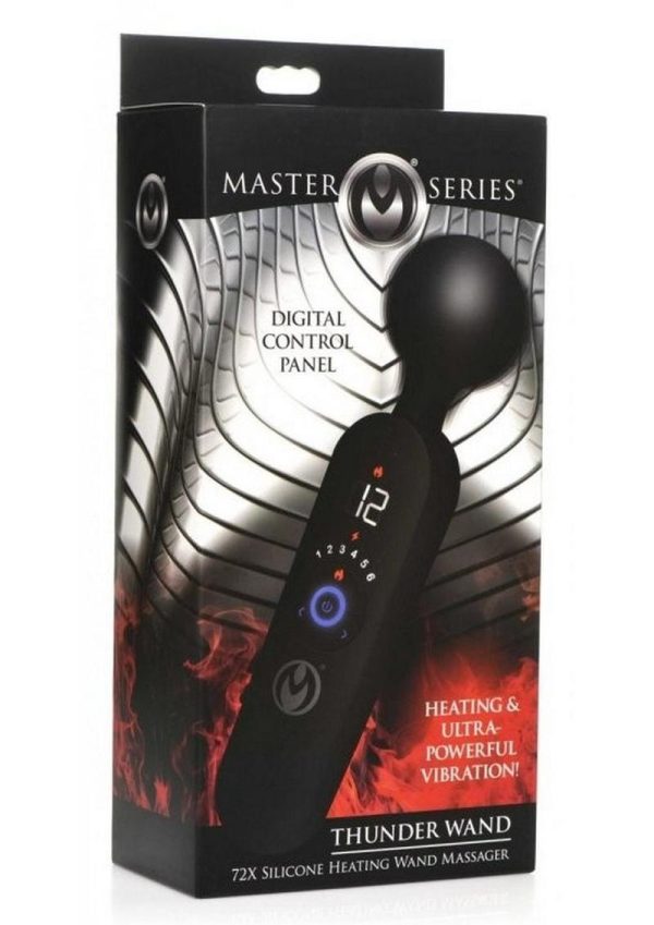 Master Series Thunder Wand 72X Rechargeable Silicone Heating Wand Massager - Black - Image 2