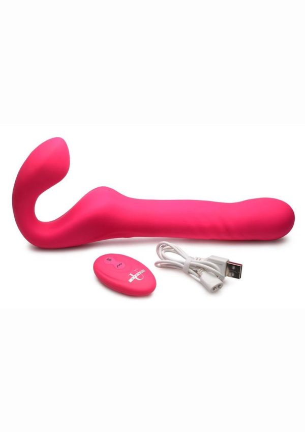 Strap U Mighty-Thrust Thrusting andamp; Vibrating Strapless Strap-On with Remote Control - Pink - Image 4