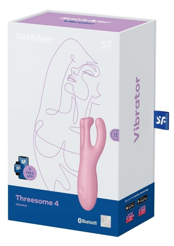 Satisfyer Threesome 4 Rechargeable Silicone Vibrator - Pink - Image 2