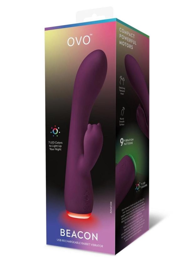 OVO Beacon Rechargeable Silicone Dual Stim Vibrator - Purple - Image 2