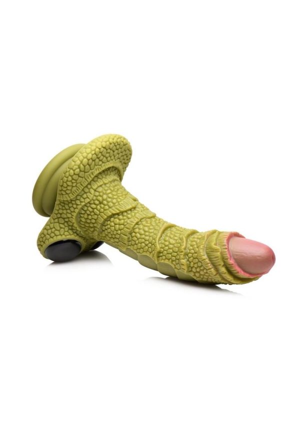 Creature Cocks Swamp Monster Scaly Silicone Dildo - Green/Black - Image 4