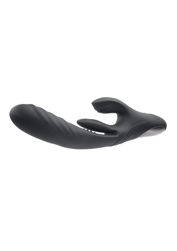 Playboy Rapid Rabbit Rechargeable Silicone Vibrator - Black - Image 3