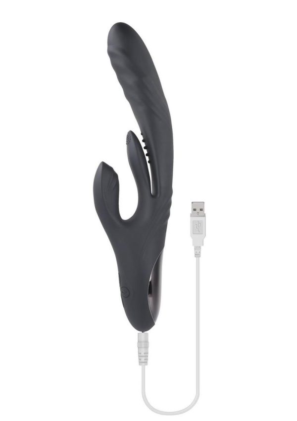 Playboy Rapid Rabbit Rechargeable Silicone Vibrator - Black - Image 4