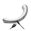 Master Series 10X Vibra-Crescent Rechargeable Silicone Vibrating Dual Ended Dildo - Silver - Image 3