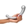 Master Series 10X Vibra-Crescent Rechargeable Silicone Vibrating Dual Ended Dildo - Silver - Image 4