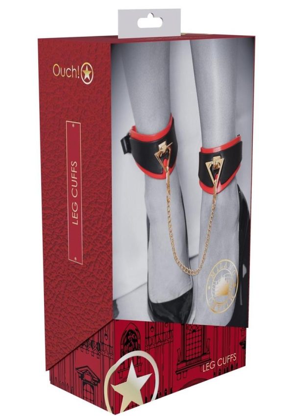 Ouch! Milan Collection Leg Cuffs - Black/Red - Image 2