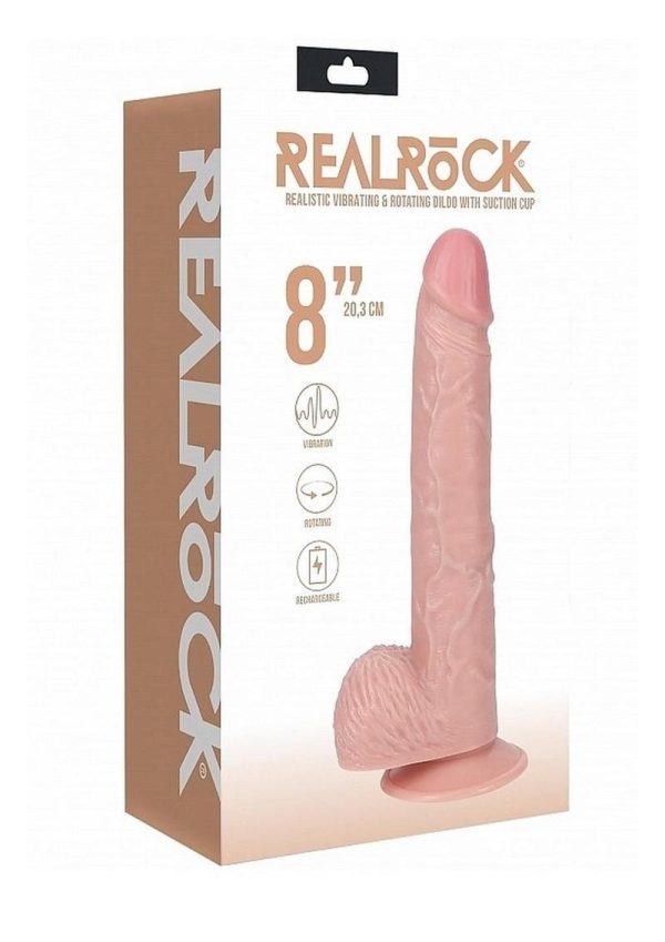 RealRock Vibrating and Rotating Cock with Balls 8in - Vanilla - Image 2