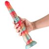 Colours Stacked Silicone Dildo 12in - Red/Gold - Image 3