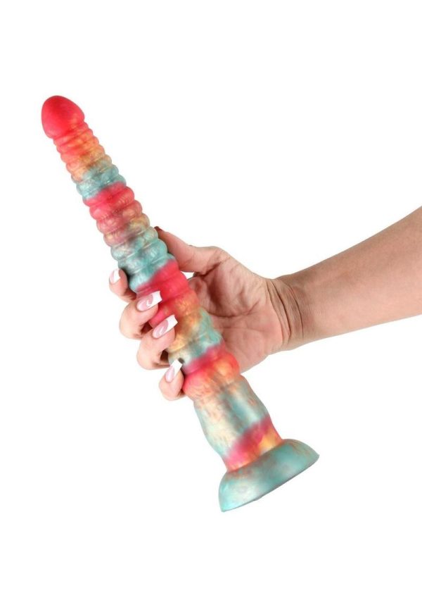 Colours Stacked Silicone Dildo 12in - Red/Gold - Image 3