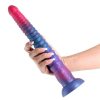 Colours Stacked Silicone Dildo 12in - Pink/Blue - Image 3