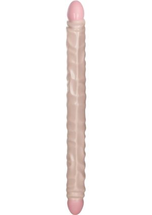 Slim Jim Duo Veined Super Slim Double Dildo 17in Vanilla