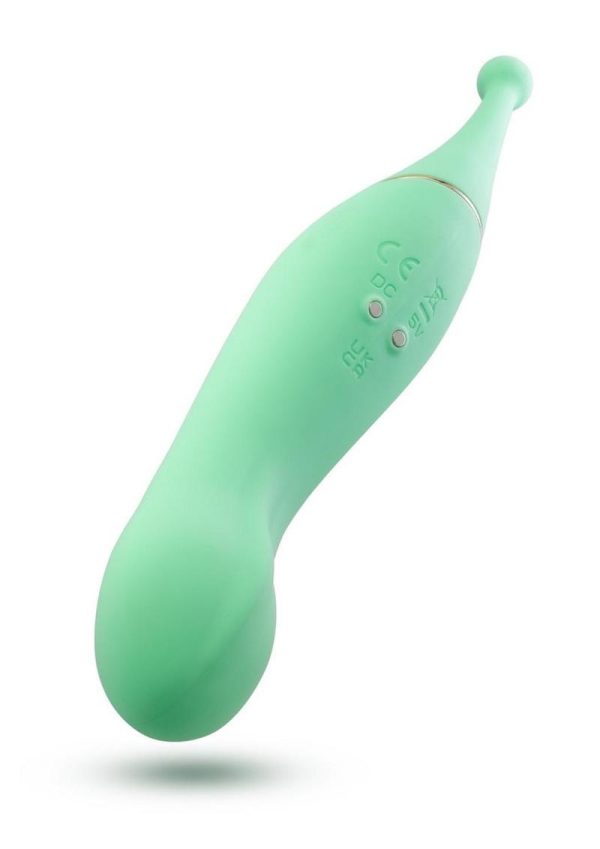 Blush Collection Stella Rechargeable Silicone Dual End Vibrator - Green - Image 4