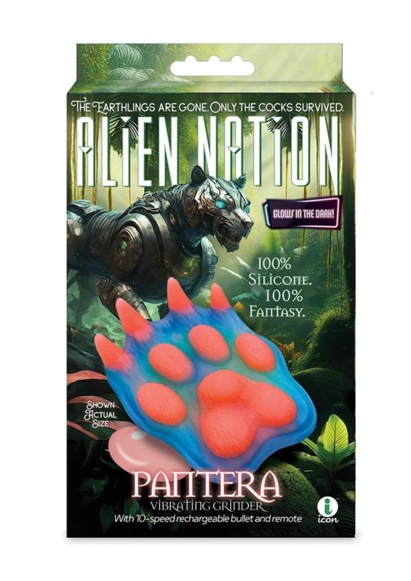 Alien Nation Pantera Silicone Rechargeable Glow-in-The-Dark Clitoral Vibrator with Remote Control - Blue/Orange