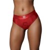 Ouch! Vibrating Strap-On Thong Rechargeable - M/L - Red