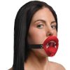 Master Series Vampire Vibrating Rechargeable Silicone Mouth Gag - Red - Image 3