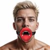 Master Series Vampire Vibrating Rechargeable Silicone Mouth Gag - Red - Image 4