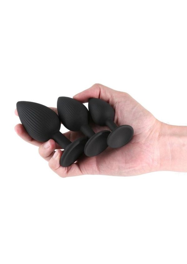 Renegade Triple Ace Silicone Anal Plugs Kit (3pc Set) - Black - Image 3