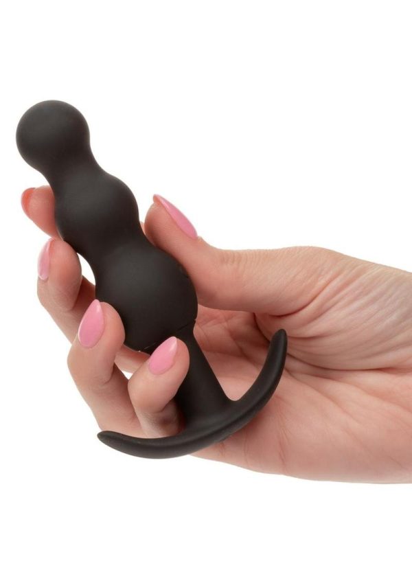 Boundless Vibrating Beaded Plug Rechargeable Silicone Anal Plug - Black - Image 4