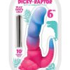 Playeontology Series Dicky Raptor Rechargeable Silicone Vibrating Dildo 6in - Multicolor