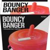 Bouncy Banger Inflatable Cushion with Wired Remote Control Vibrating Silicone Dildo - Red