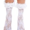 Leg Avenue Floral Lace Ruffle Top Anklets - White - O/S - Image 4