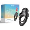 Anello App Control Vibrating Silicone Rechargeable Cock Ring with Clitoral Stimulator - Black