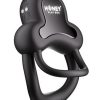 Anello App Control Vibrating Silicone Rechargeable Cock Ring with Clitoral Stimulator - Black