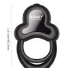 Anello App Control Vibrating Silicone Rechargeable Cock Ring with Clitoral Stimulator - Black - Image 3