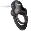 Anello App Control Vibrating Silicone Rechargeable Cock Ring with Clitoral Stimulator - Black - Image 4