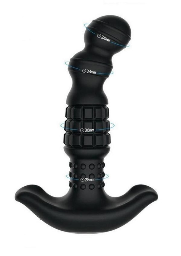 Pineapple Man Rolling Bead Vibrating Rechargeable Silicone Prostate Massager - Black - Image 4