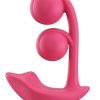 Melody Pressure Sensing App-Controlled Rechargeable Silicone Twin Balls Clit and G-spot Vibrator - Red - Image 3