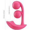 Melody Pressure Sensing App-Controlled Rechargeable Silicone Twin Balls Clit and G-spot Vibrator - Red - Image 4