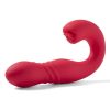 Joi Thrust 2 Pressure Sensing App Controlled Thrusting G-spot Silicone Rechargeable Vibrator and Tongue Clit Licker - Red/Gold