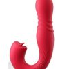 Joi Thrust 2 Pressure Sensing App Controlled Thrusting G-spot Silicone Rechargeable Vibrator and Tongue Clit Licker - Red/Gold - Image 3