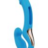 Harmony Duo App-Controlled Rechargeable Silicone Strapless Strap-on - Blue/Gold - Image 4