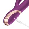 Gem Pressure Sensing App-Controlled Twin Balls Rabbit Vibrator - Purple/Gold - Image 4