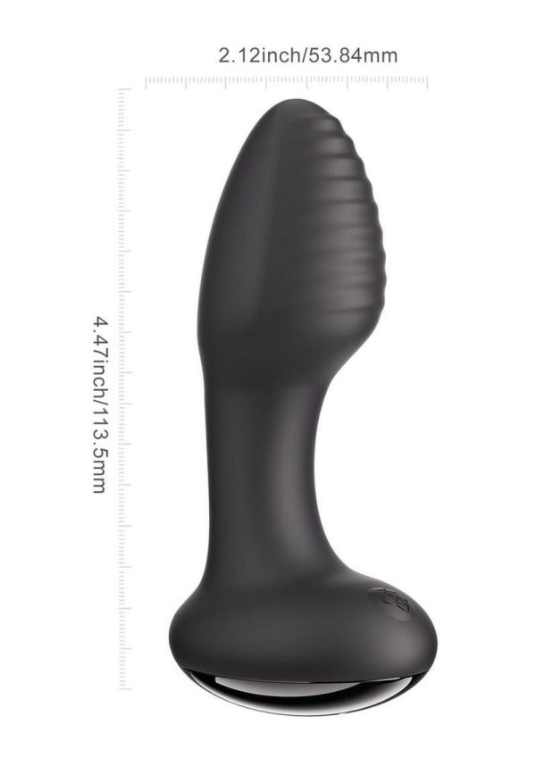Frenzy Pressure Sensing App Control Rotating Rechargeable Silicone Butt Plug - Black - Image 4