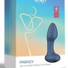 Frenzy Pressure Sensing App Control Rotating Rechargeable Silicone Butt Plug - Blue/Black