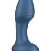Frenzy Pressure Sensing App Control Rotating Rechargeable Silicone Butt Plug - Blue/Black