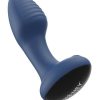 Frenzy Pressure Sensing App Control Rotating Rechargeable Silicone Butt Plug - Blue/Black - Image 3