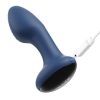 Frenzy Pressure Sensing App Control Rotating Rechargeable Silicone Butt Plug - Blue/Black - Image 4