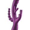 Trilux Kinky Finger Rechargeable Silicone Rabbit Vibrator with Anal Beads - Purple - Image 3