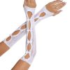 Leg Avenue Sweetheart Striped Keyhole Arm Warmers with Mini Bow Accents - O/S - White