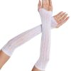 Leg Avenue Sweetheart Striped Keyhole Arm Warmers with Mini Bow Accents - O/S - White