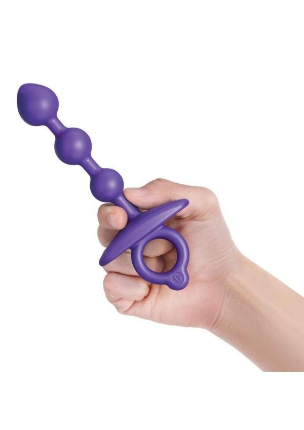 B-Vibe Butties Zip Silicone Anal Beads - Purple - Image 4