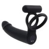 Gender X Full Swing Rechargeable Silicone Vibrating Dildo with Dual Cock Ring and Remote Control - Black