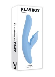 Playboy In Bloom Rechargeable Silicone Heating Dual Vibrator - Blue